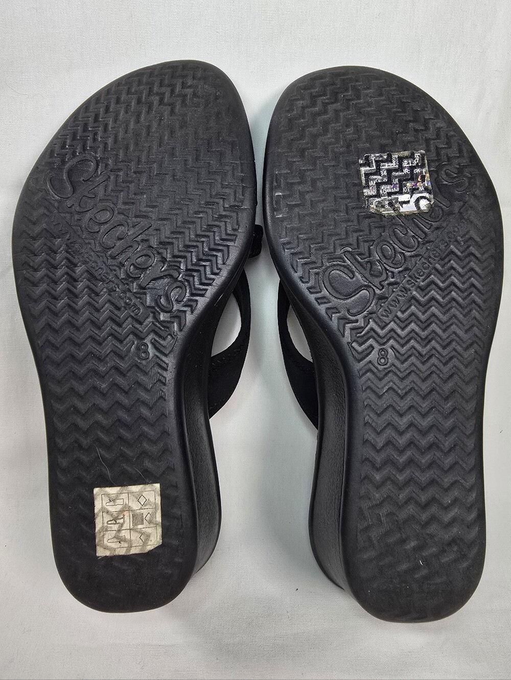 Skechers Women’s Black Wedge Sandals - Comfortable Everyday Wear - Picture 9 of 9